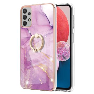 Marble Mønstret Deksel med Ring Holder til Samsung Galaxy A13 4G - Rosa Klinkekule Haze