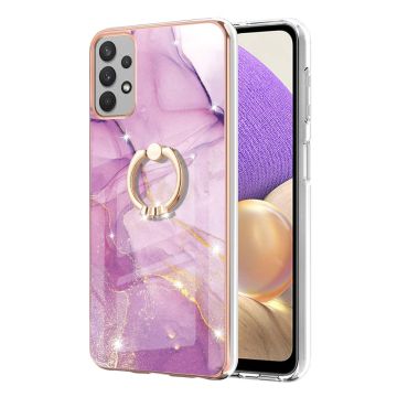 Marble Mønstret Deksel med Ring Holder til Samsung Galaxy A73 - Rosa Klinkekule Haze