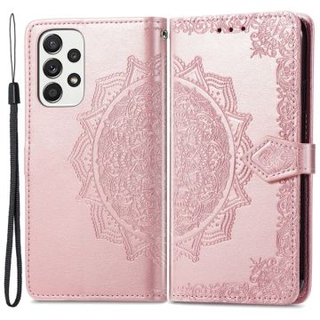 Mandala Samsung Galaxy A73 etui i lær - Rose Gull