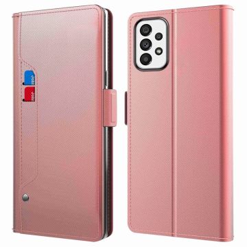 Phone Etui med Make-up Mirror og Slick Design til Samsung Galaxy A73 - Rose Gull