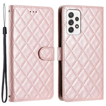 Funksjonelt rombe lommebokdeksel for Samsung Galaxy A73 - Rosa