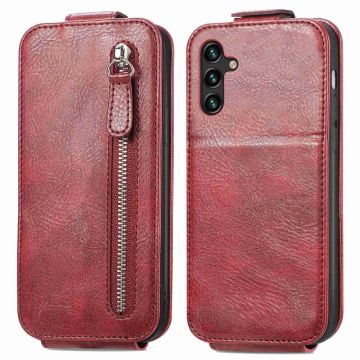 Vertical Flip Phone Etui med Zipper til Samsung Galaxy A04s / A13 5g - Rød