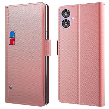 Phone Etui med Make-up Mirror og Slick Design til Samsung Galaxy F04 / A04e / M04 - Rose Gull