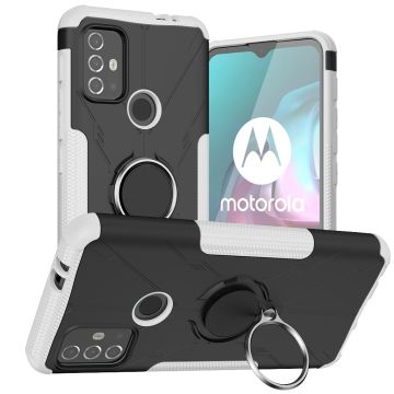 Kickstand-deksel med magnetisk ark for Motorola Moto G30 / G10 - Hvit