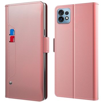 Phone Etui med Make-up Mirror og Slick Design til Motorola Edge 40 Pro / Moto X40 - Rose Gull