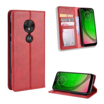 Motorola Moto G7 Spill vintage skinnveske - Rød