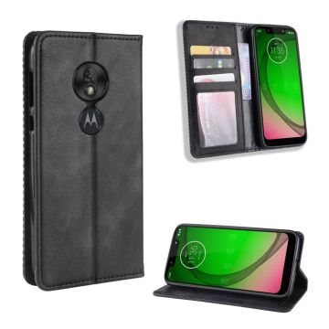 Motorola Moto G7 Spill vintage skinnveske - svart