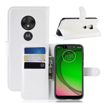 Motorola Moto G7 Play Litchi Skinnetui - Hvit