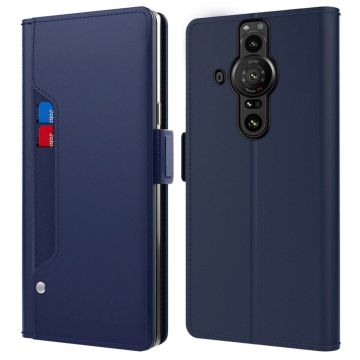 Phone Etui med Make-up Mirror og Slick Design til Sony Xperia Pro-I - Blå