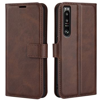 Skinn-etui i lommebok-stil for Sony Xperia 1 IV - Brun