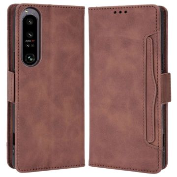 Lommebok-etui i moderne skinn-design Sony Xperia 1 IV - Brun