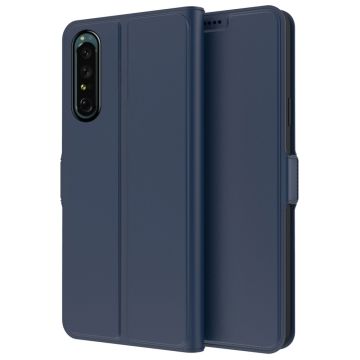 Glatt og tynt premium PU-skinnetui for Sony Xperia 1 IV - Blå