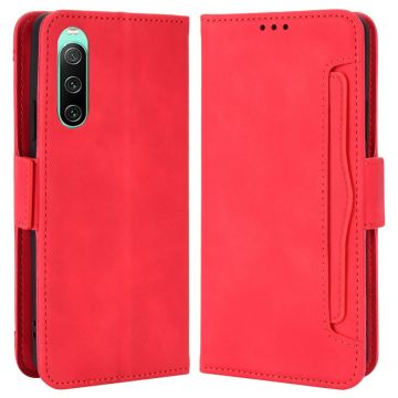 Lommebok-etui i moderne skinn-design Sony Xperia 10 IV - Rød