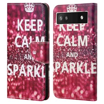 Wonderland Google Pixel 6a Flippetui - Keep Calm og Sparkle