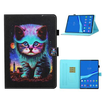 Lenovo Tab M10 / M10 FHD Plus Vibrant Mønster Lær Etui - Katt