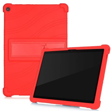 Silikon skyv-ut kickstand-designet etui for Lenovo Tab M10 FHD Plus - Rød