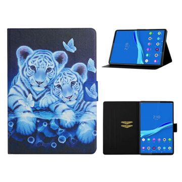 Lenovo Tab M10 FHD Plus Vibrant Mønster Lær Flippetui - Tiger