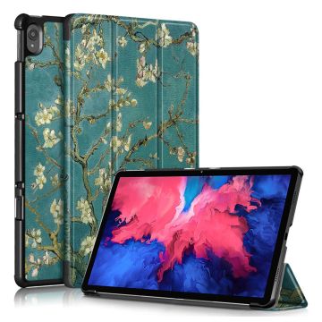 Lenovo Tab P11 Trippelt Mønstret Lær Flippetui - Peach Blossom