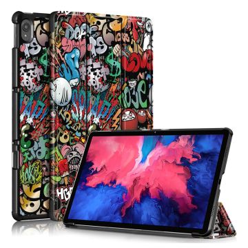 Lenovo Tab P11 Trippelt Mønstret Lær Flippetui - Graffiti