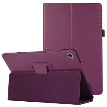 Sammenleggbart etui med Lichi-tekstur for Lenovo Tab M10 Plus (Gen 3) - Lilla