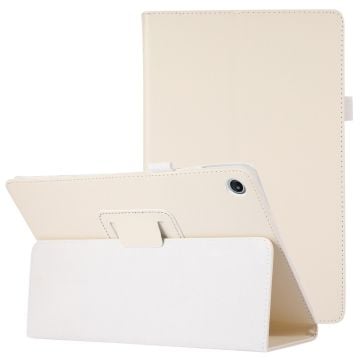 Sammenleggbart etui med Lichi-tekstur for Lenovo Tab M10 Plus (Gen 3) - Hvit