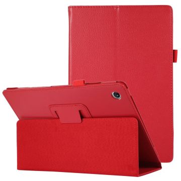 Sammenleggbart etui med Lichi-tekstur for Lenovo Tab M10 Plus (Gen 3) - Rød