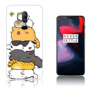 OnePlus 6 beskyttelses deksel av silikon og plastikk med printet mønster - elskelige katter