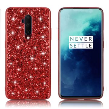 Glitter OnePlus 7T Pro deksel - Rød