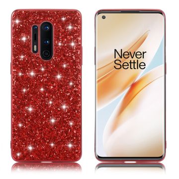 Glitter OnePlus 8 Pro deksel - Rød