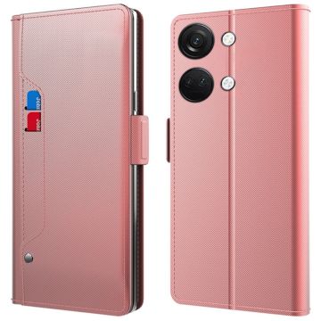 Phone Etui med Make-up Mirror og Slick Design til OnePlus Ace 2v / Nord 3 5g - Rose Gull