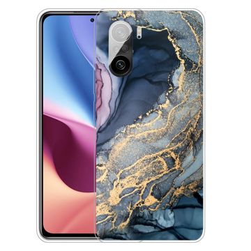 Marmordesign Xiaomi Mi 11i / Xiaomi Redmi K40 Pro Plus / Xiaomi Redmi K40 Pro / Xiaomi Redmi K40 / Xiaomi Poco F3 deksel - Blå På Gyllen Marmor