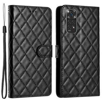 Funksjonelt rombe lommebokdeksel for Xiaomi Redmi Note 11S / Xiaomi Redmi Note 11 - Svart