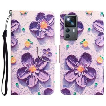 Wonderland Xiaomi 12T / 12T Pro / K50 Ultra Flippetui - Lilla Blomst