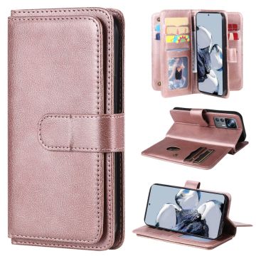 10-slot Lommebok Etui til Xiaomi 12T / 12T Pro / Redmi K50 Ultra - Rose Gull