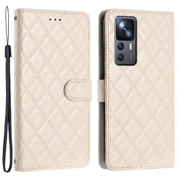 Funksjonelt rombe lommebokdeksel for Xiaomi 12T / Xiaomi 12T Pro / Xiaomi Redmi K50 Ultra - Hvit