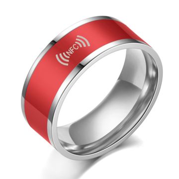 Smart redigerbar NFC-ring i rustfritt stål - Rød / 8#