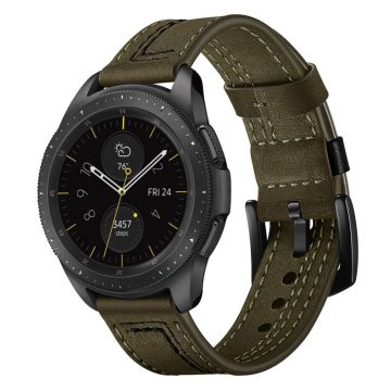 Huawei Watch Gt / Samsung Galaxy Watch 46mm Masker Tekstur Ekte Skinn Klokke Armbånd - Grønn