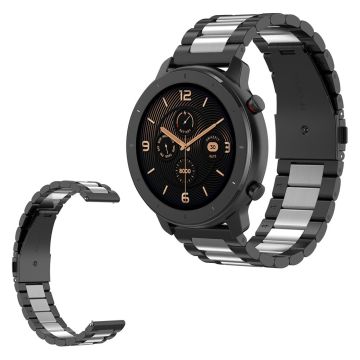 Huawei Watch GT Active / Watch 2 Pro / Samsung Gear S3 / Amazfit GTR 47mm rustfritt stål klokkereim - Svart / Sølv / Sort