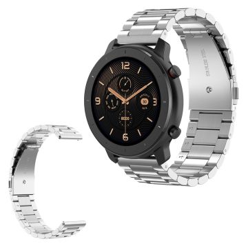 Huawei Watch GT Active / Watch 2 Pro / Samsung Gear S3 / Amazfit GTR 47mm rustfritt stål klokkereim - Sølv