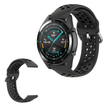 To-farget silikonklokkearmbånd for Samsung Watch / Huawei Watch - Svart