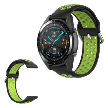 To-farget silikonklokkearmbånd for Samsung Watch / Huawei Watch - Svart / Fluorescerende Grønn