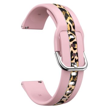 20 mm universal klokkerem i silikon uten mønster - Rosa Leopardmønster