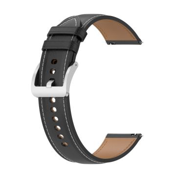 20 mm lærrem i okseskinn for Samsung / Garmin / Amazfit - Svart