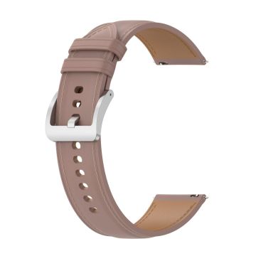 20 mm lærrem i okseskinn for Samsung / Garmin / Amazfit - Mørkerosa