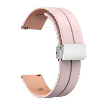 22 mm universal tofarget silikonrem med sølvspenne - Rosa / Rosa Rose