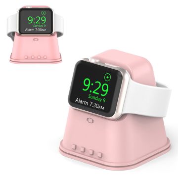 Ladestativ i silikon for Apple Watch - Rosa