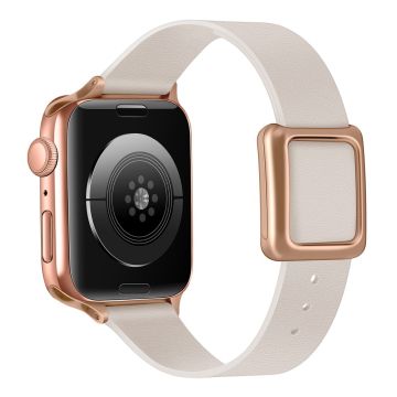 Apple Watch Series 8 (41 mm) klokkerem i ekte skinn med spenne i rosa gull - Starlight Farge