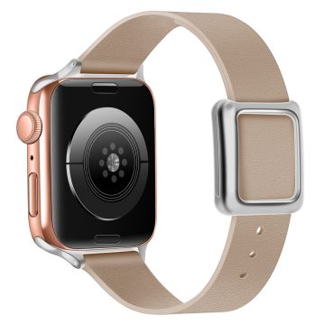 Apple Watch Series 8 (41 mm) klokkerem i ekte skinn med sølvspenne - Aprikos