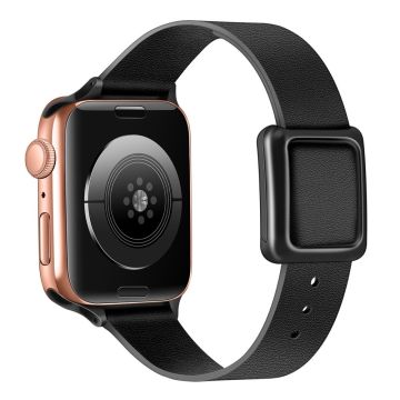 Apple Watch Series 8 (41 mm) klokkerem i ekte skinn med svart spenne - Svart