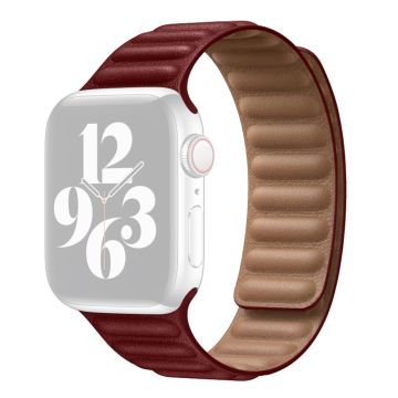 Urrem i ekte lær til Apple Watch Series 8 (41 mm) - Vinrød